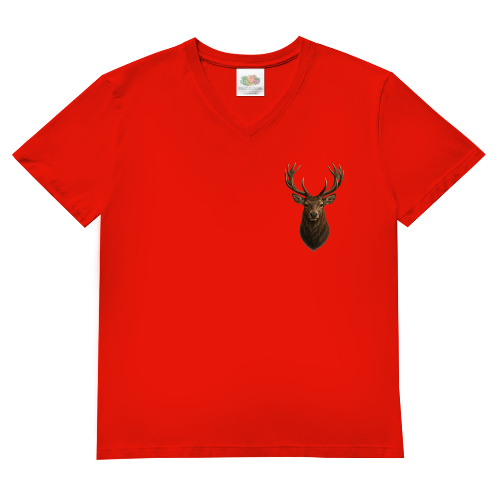 Herren Basic V-Neck T-Shirt "Hirsch"
