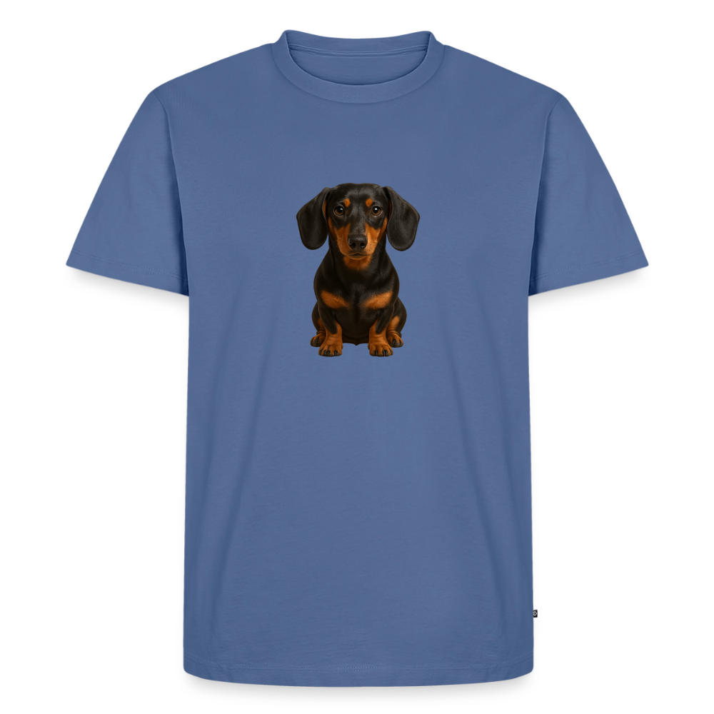 Premium T-Shirt "Dackel" - Taubenblau