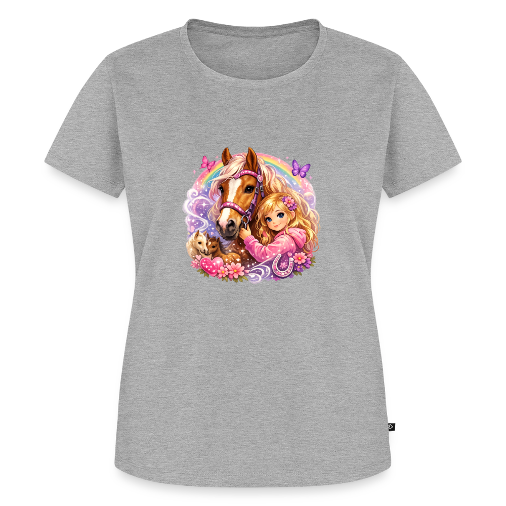 Premium T-Shirt "Pferd" - Grau meliert