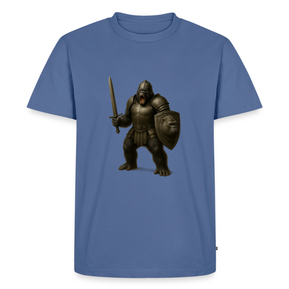 Premium T-Shirt "Gorilla Warrior" - Taubenblau