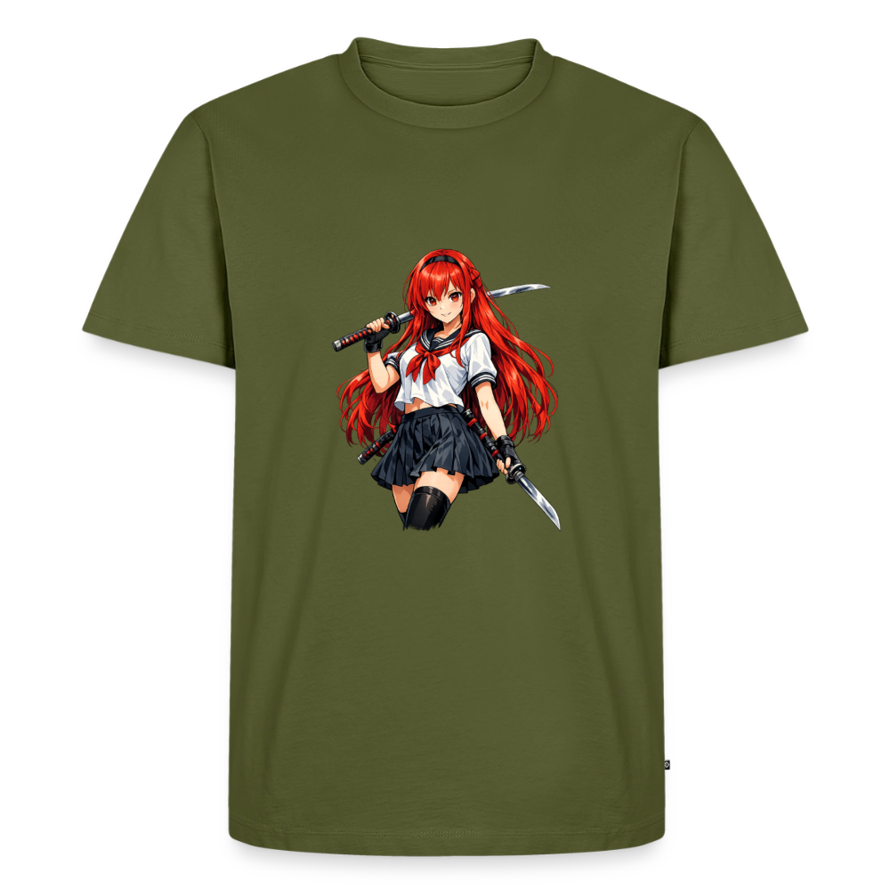 Premium T-Shirt "Anime Lady" - Khaki
