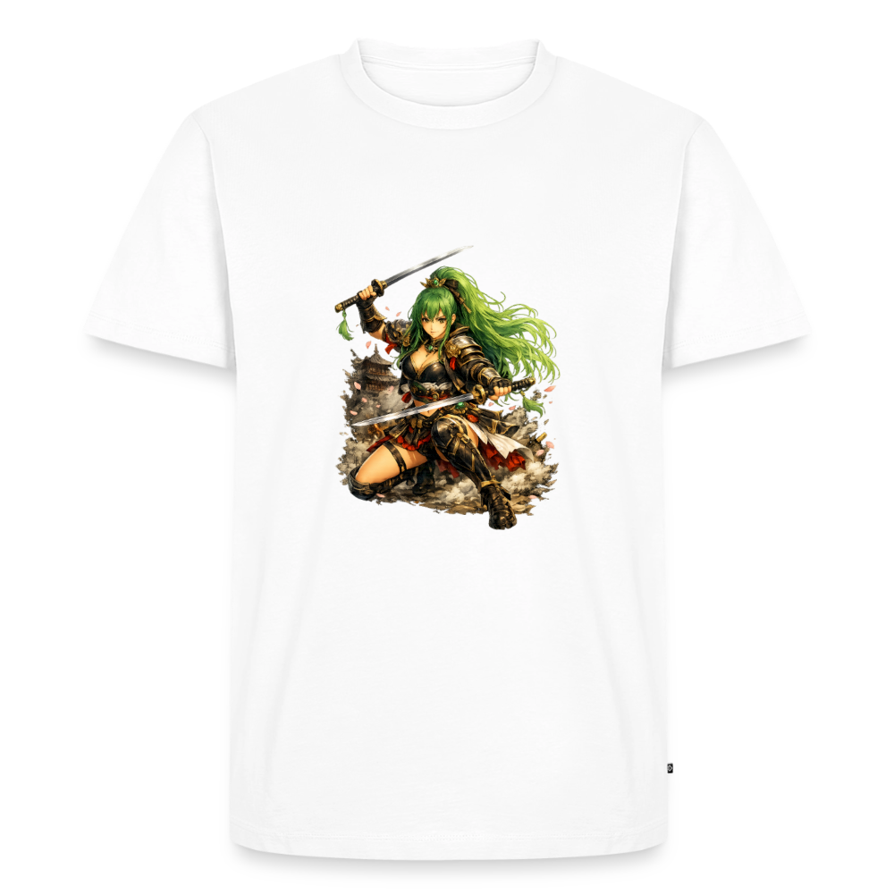 Premium T-Shirt "Anime Green Lady" - Weiß
