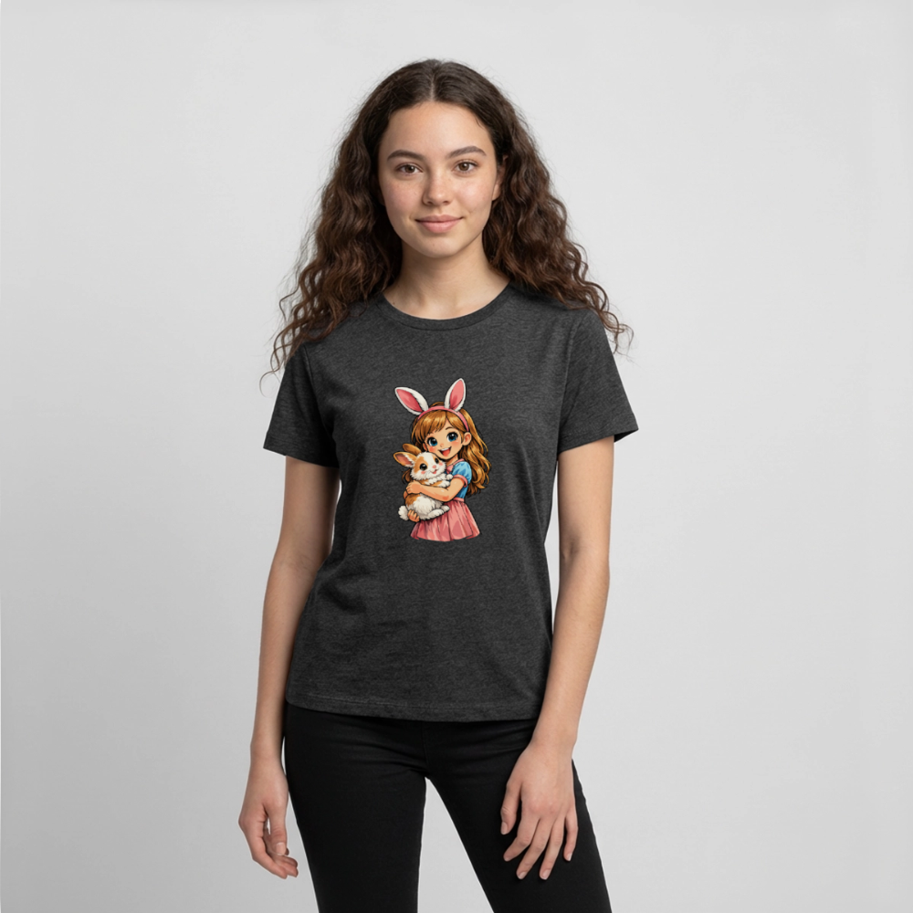 Teenager Premium T-Shirt "Mädchen mit Hase" - Anthrazit meliert