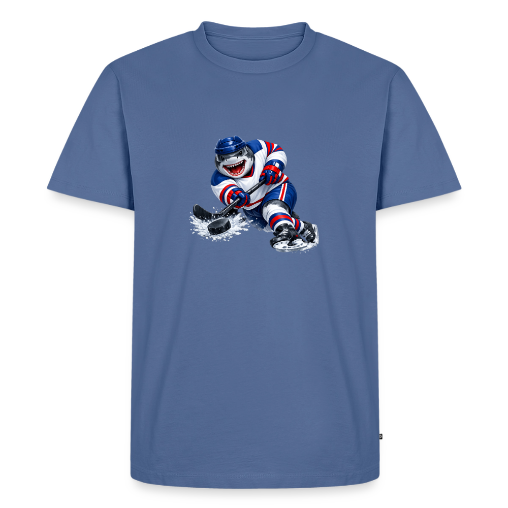 Premium T-Shirt "Hockey Hai" - Taubenblau