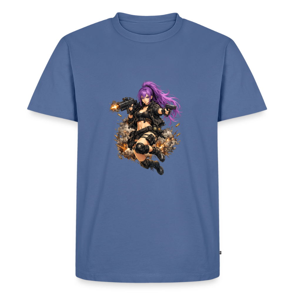 Männer Premium T-Shirt "Purple Lady" - Taubenblau