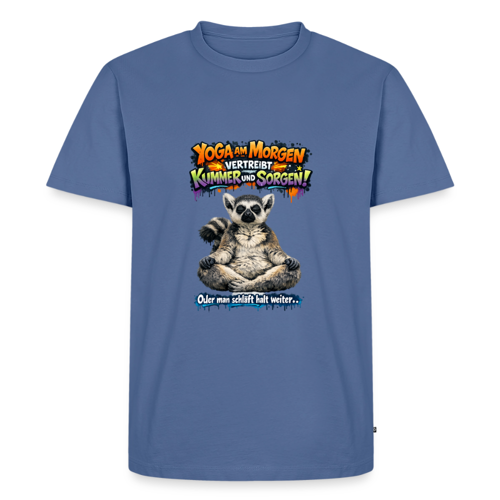 Premium T-Shirt "Yoga am Morgen" - Taubenblau