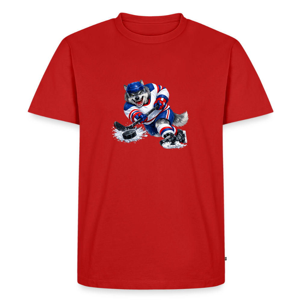 Premium T-Shirt "Hockey Wolf" - Rot