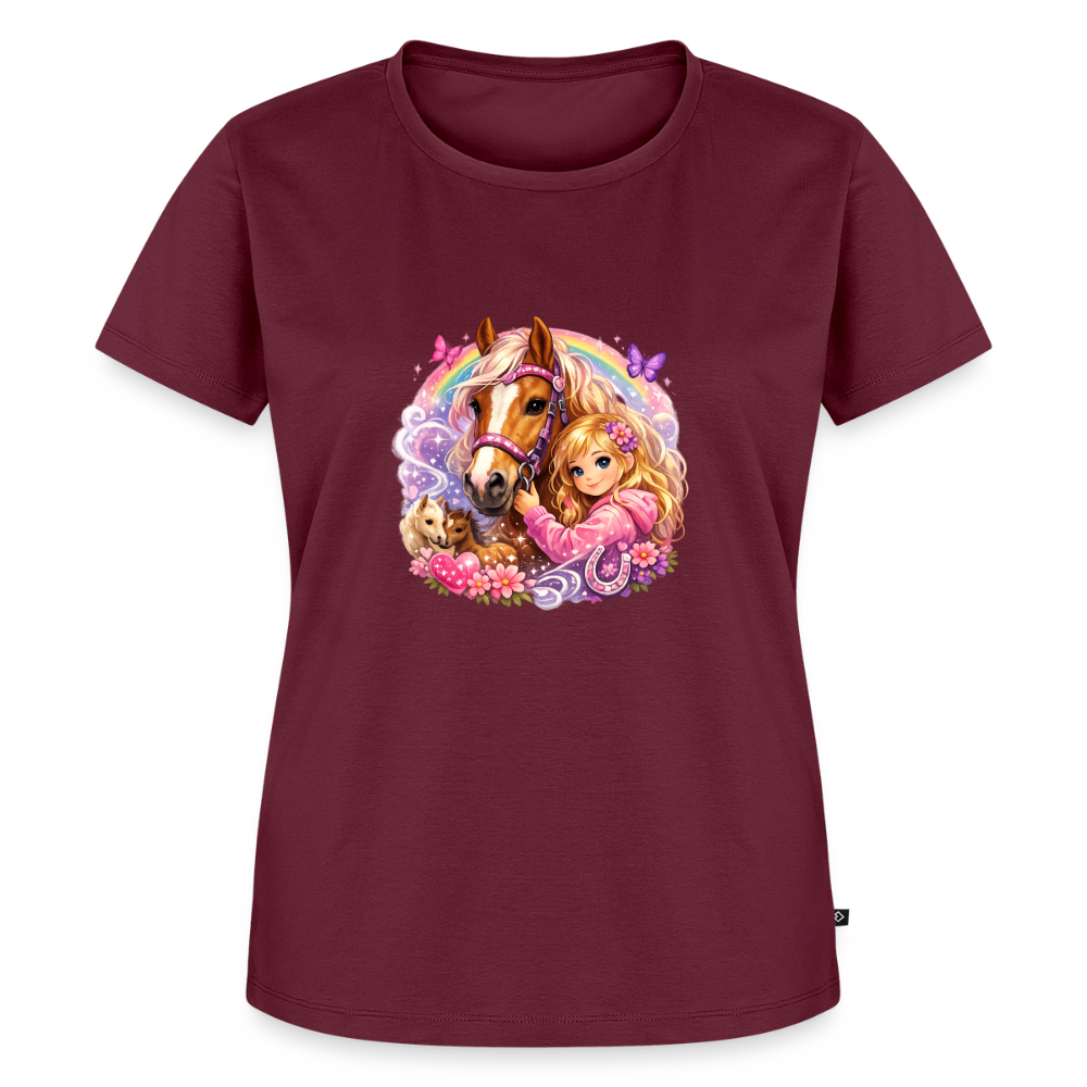Premium T-Shirt "Pferd" - Burgunderrot