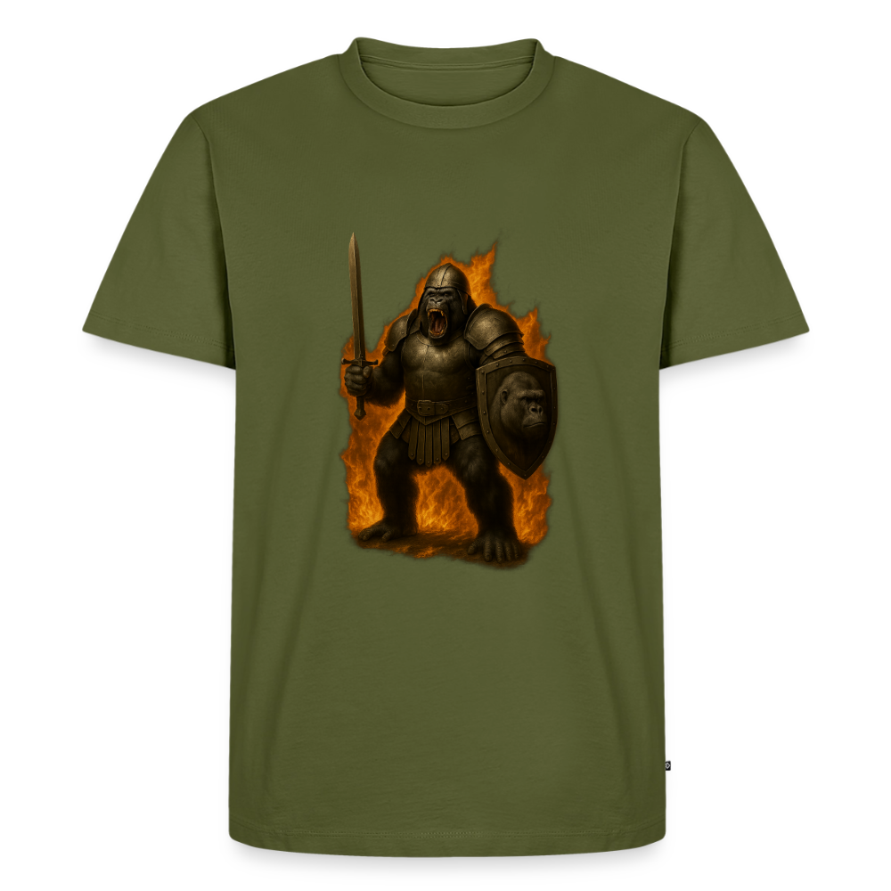 Premium T-Shirt "Gorilla in Flammen" - Khaki
