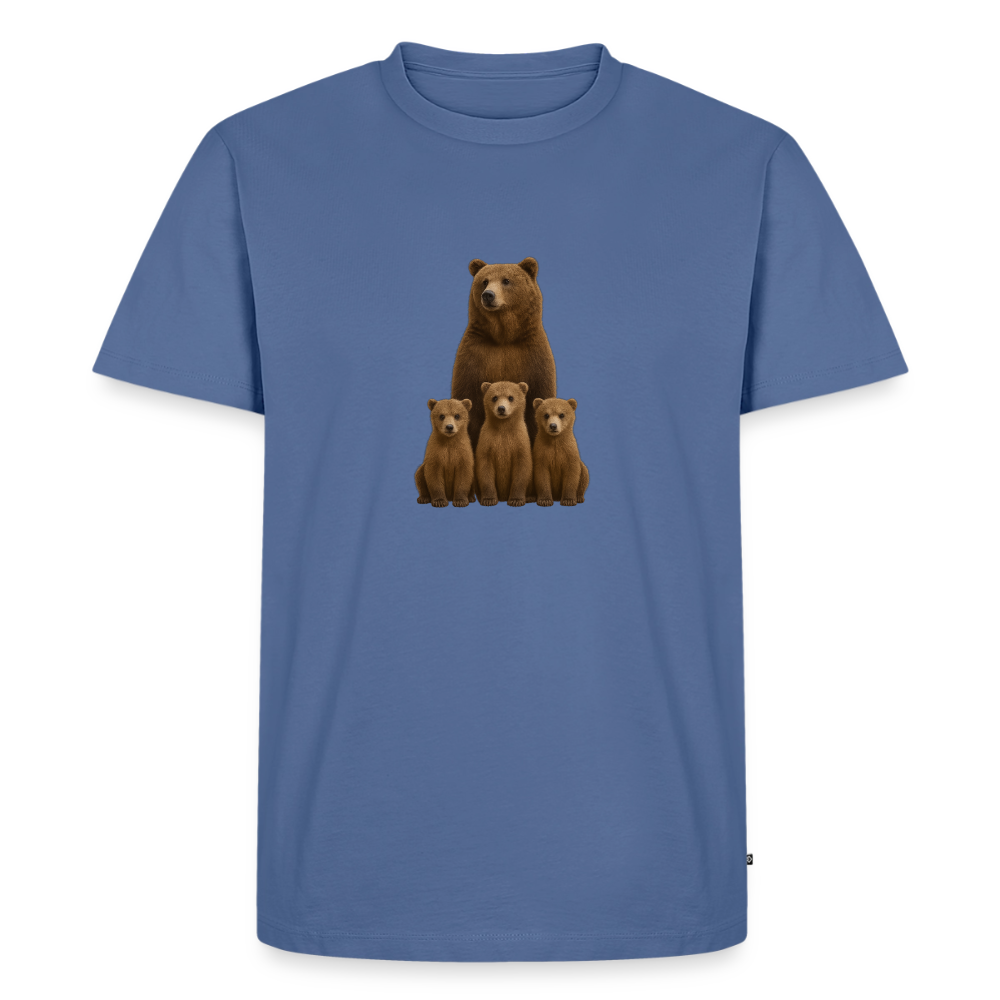 Premium T-Shirt "Grizzly Familie" - Taubenblau
