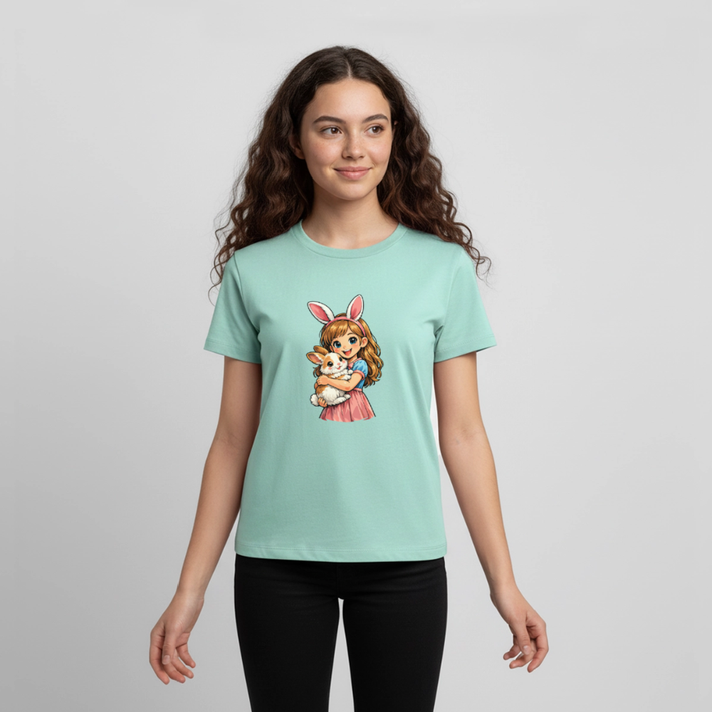 Teenager Premium T-Shirt "Mädchen mit Hase" - Mint 