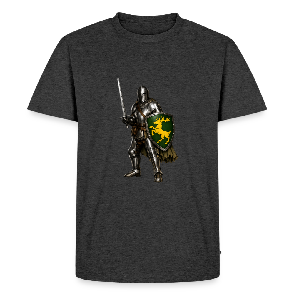 Premium T-Shirt "Ritter gelber Hirsch" - Anthrazit meliert