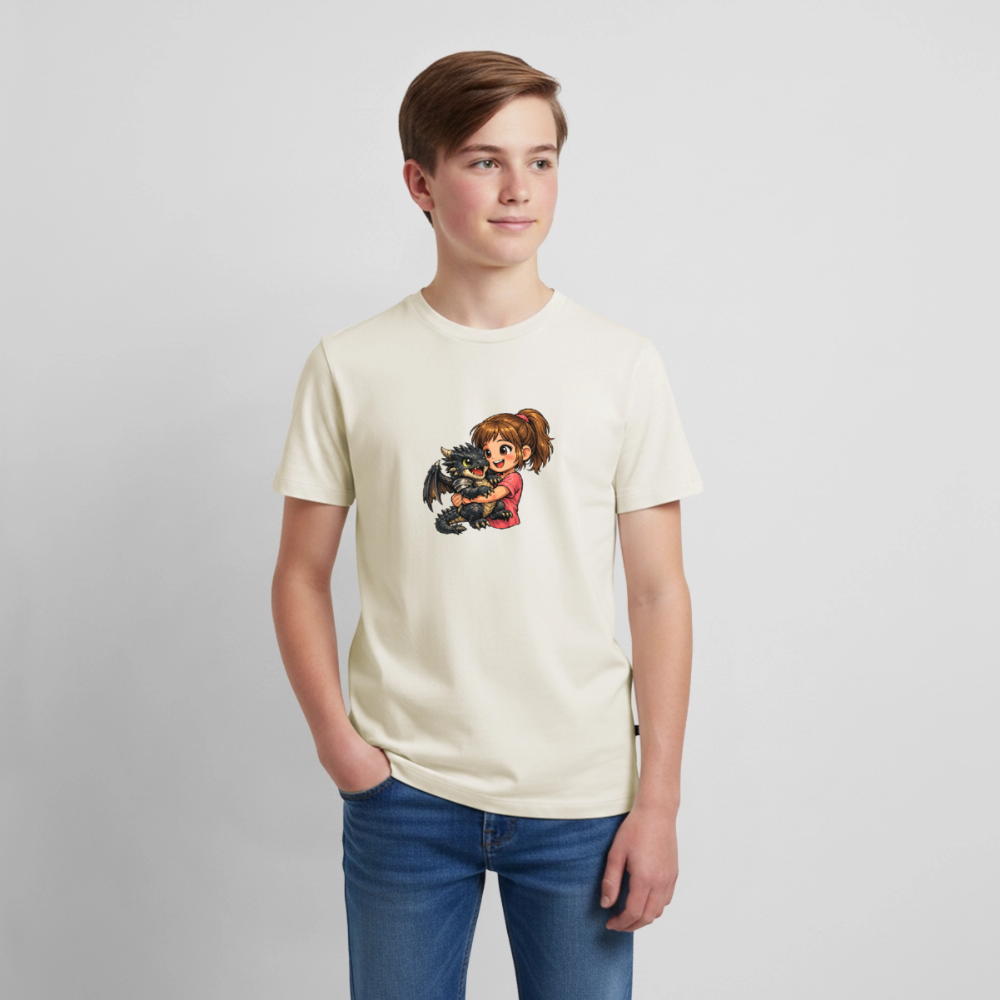 Teenager Premium T-Shirt "Drache" - Naturweiß