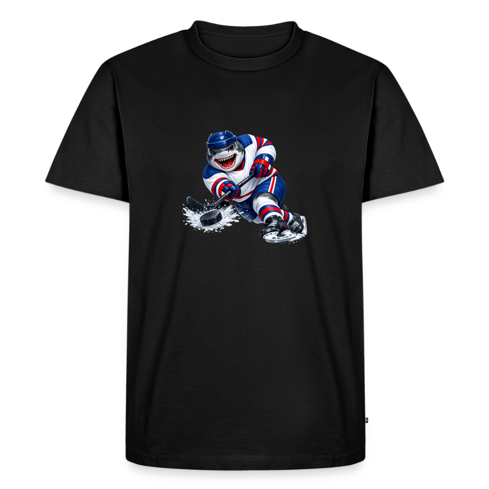 Premium T-Shirt "Hockey Hai" - Schwarz