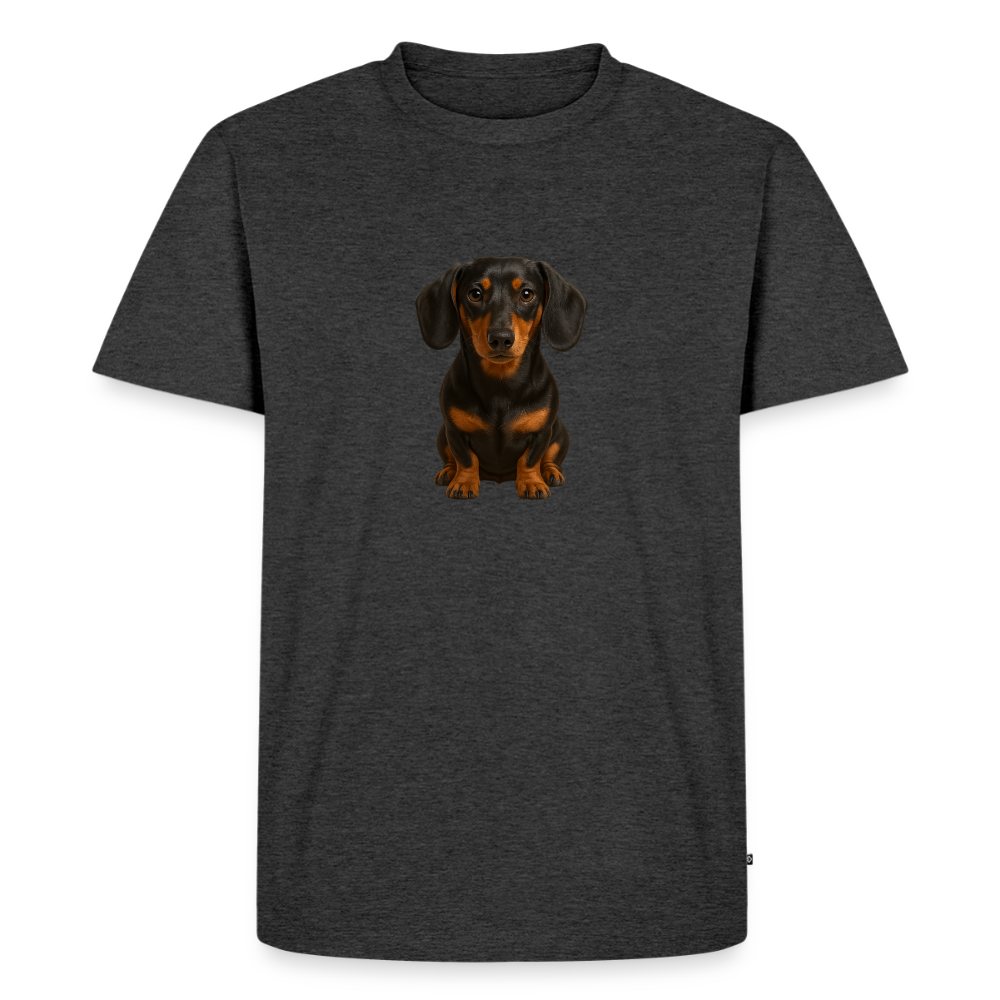 Premium T-Shirt "Dackel" - Anthrazit meliert