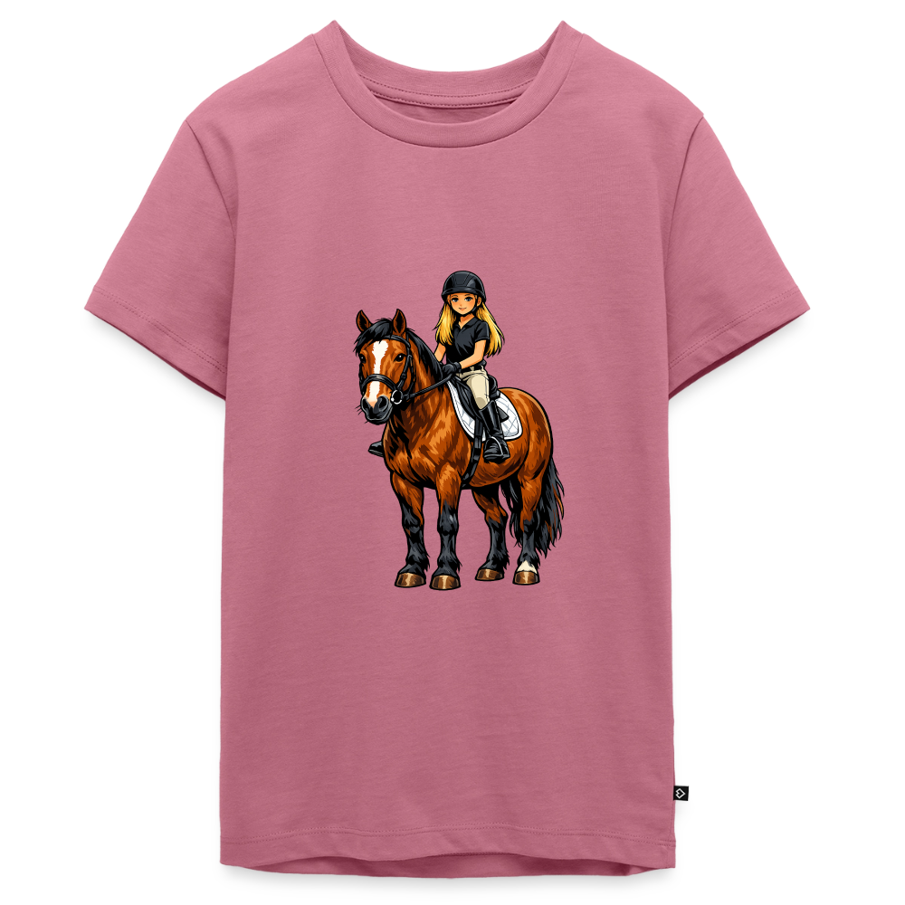 Premium T-Shirt "Mädchen auf Pferd" - Mauve