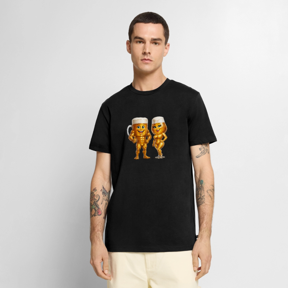 Premium T-Shirt "Bierpärchen" - Schwarz