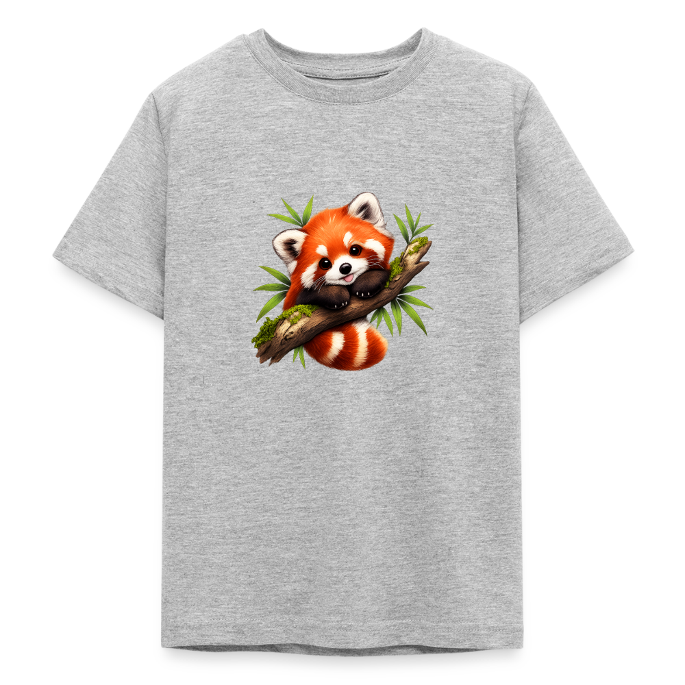 Teenager T-Shirt "Kleiner Panda" - Grau meliert