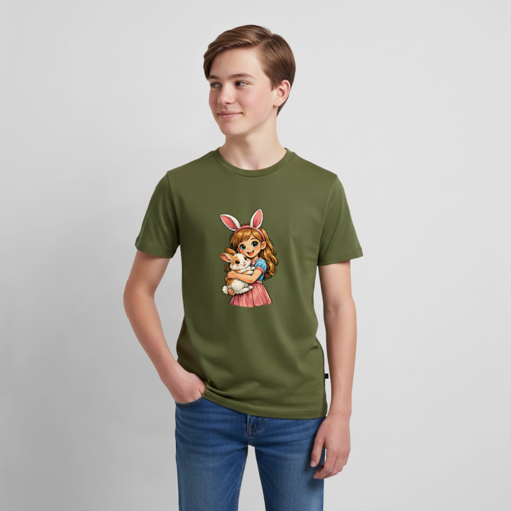 Teenager Premium T-Shirt "Mädchen mit Hase" - Khaki