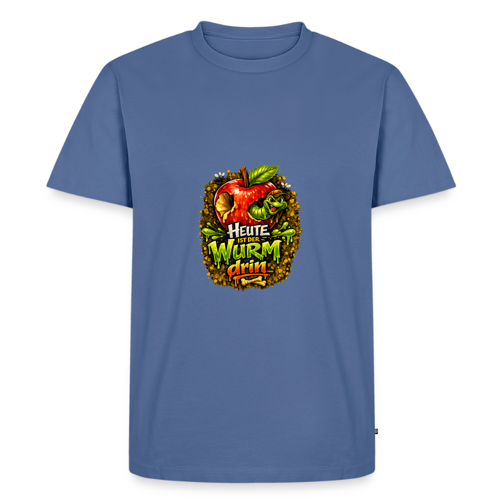 Premium T-Shirt "Heute ist der Wurm drin" - Taubenblau