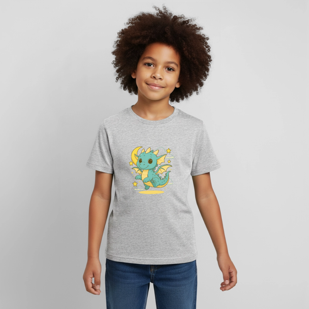 Kinder T-Shirt "Kleiner Drache" - Grau meliert