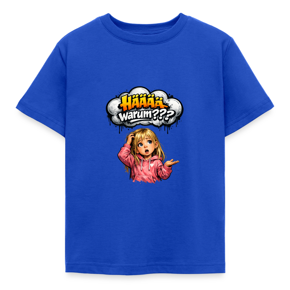 Kinder T-Shirt "Hääää warum" - Royalblau