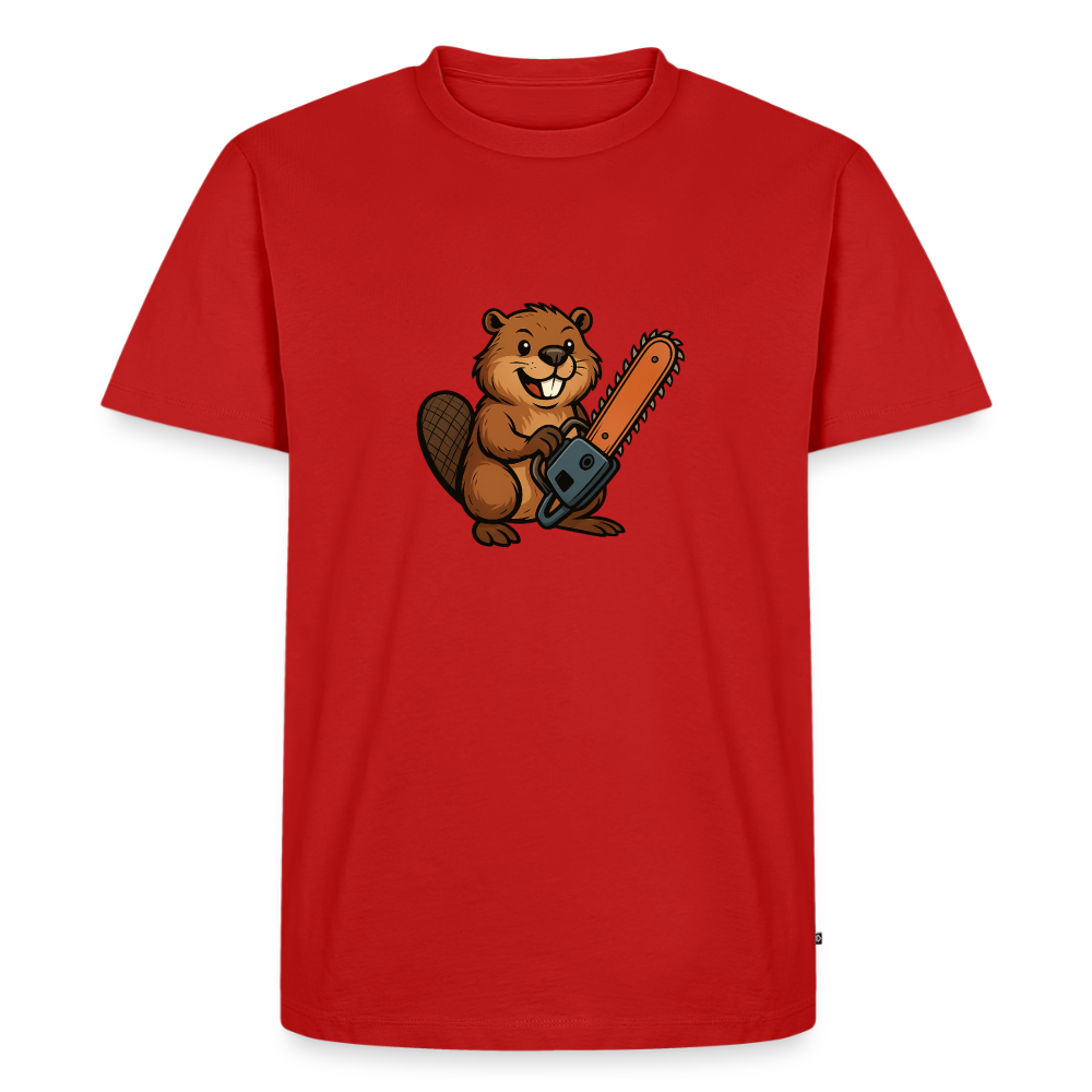 Premium T-Shirt "Bibersäge" - Rot