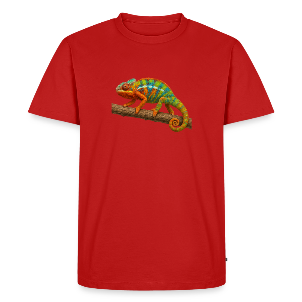 Premium T-Shirt "Cameleon auf Ast" - Rot
