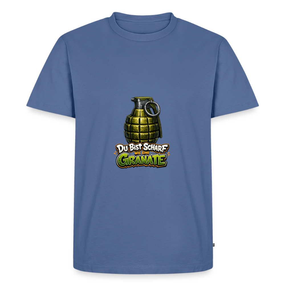 Männer Premium T-Shirt "Scharf wie eine Granate" - Taubenblau