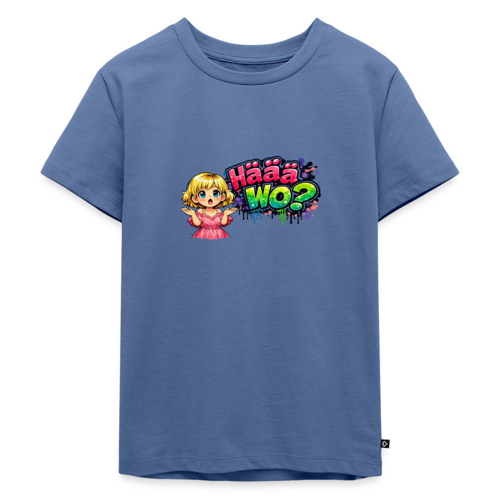 Kinder Premium T-Shirt "Häää Wo" - Taubenblau