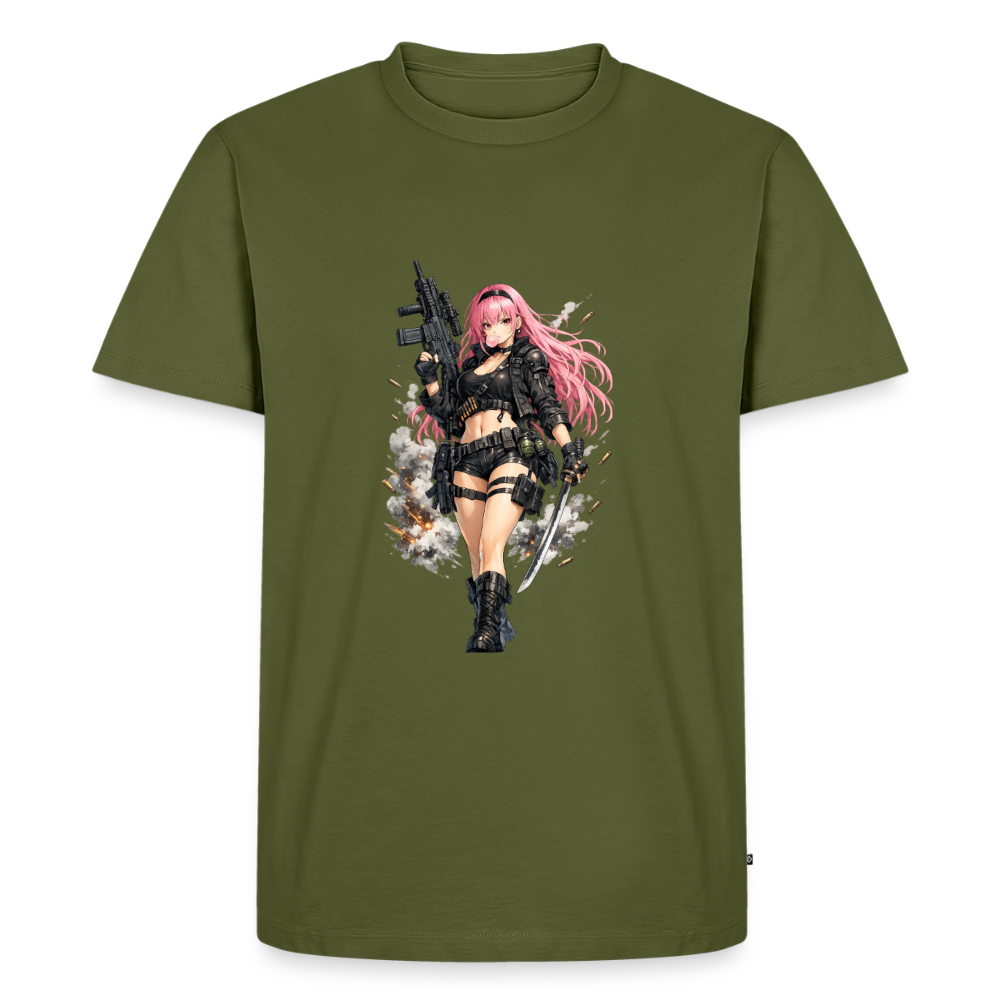 Premium T-Shirt "Anime Lady" - Khaki
