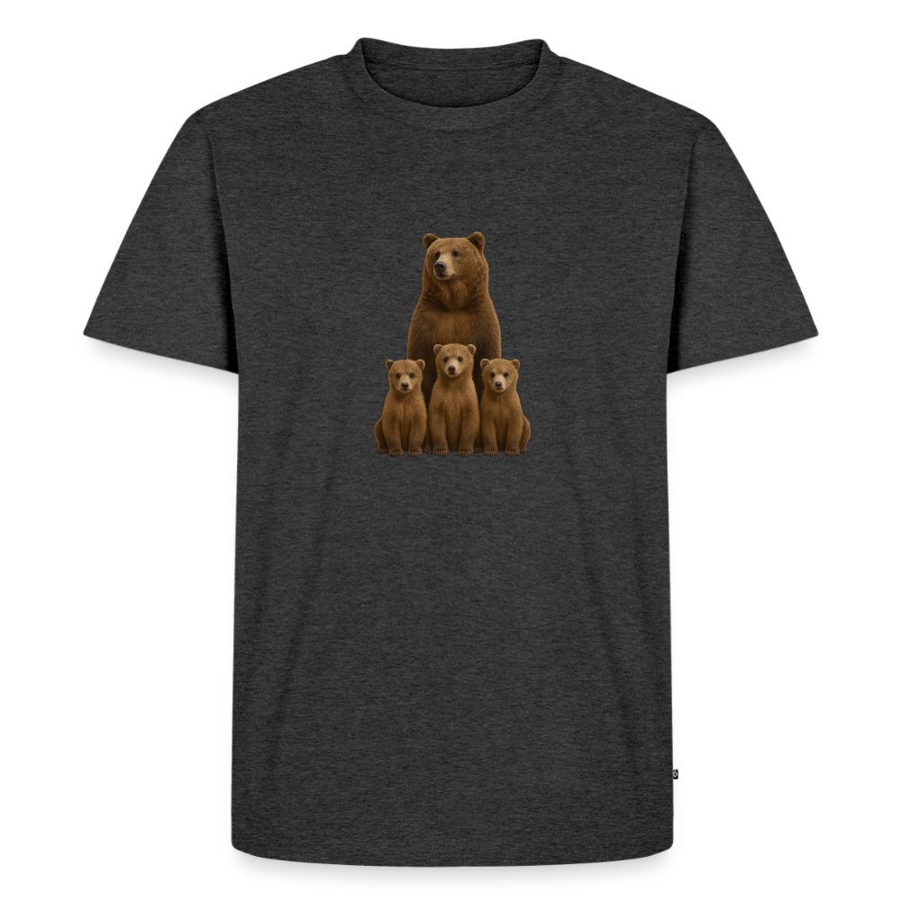 Premium T-Shirt "Grizzly Familie" - Anthrazit meliert