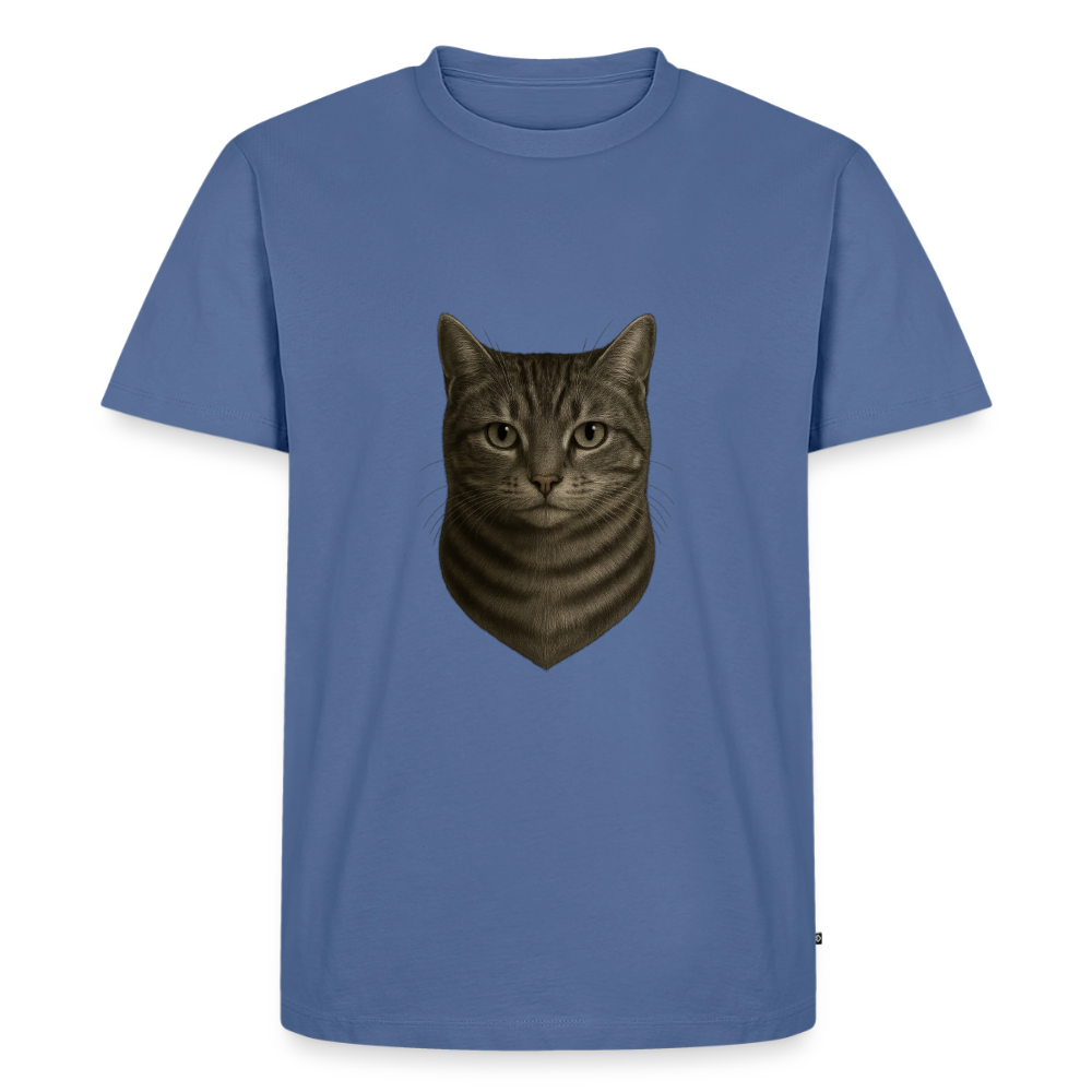 Premium T-Shirt "Katze" - Taubenblau