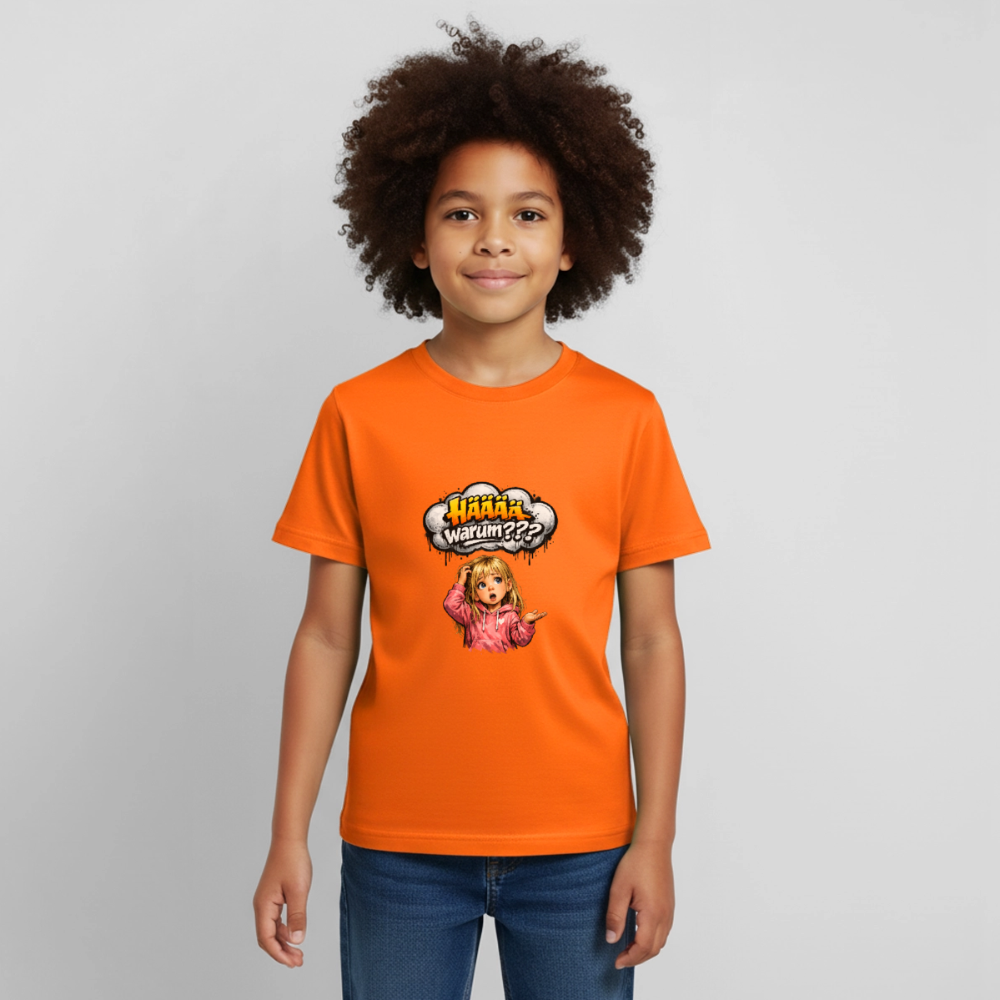 Kinder T-Shirt "Hääää warum" - Orange