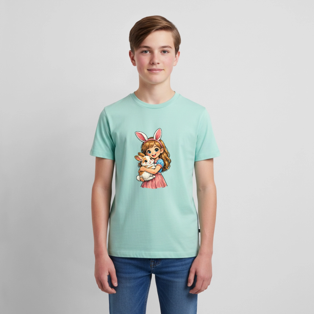 Teenager Premium T-Shirt "Mädchen mit Hase" - Mint 
