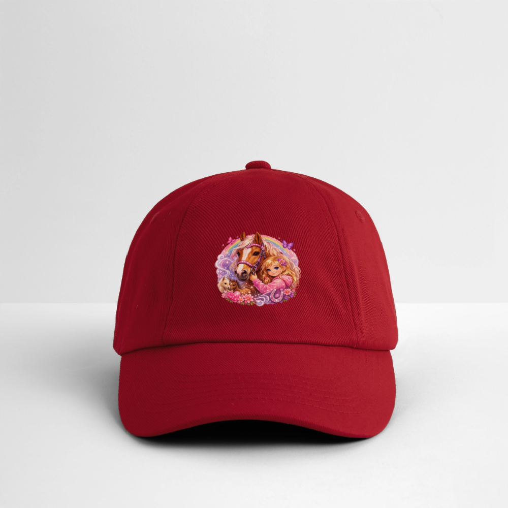 Baseballkappe "Mädchen mit Pferd" - klassisch Rot