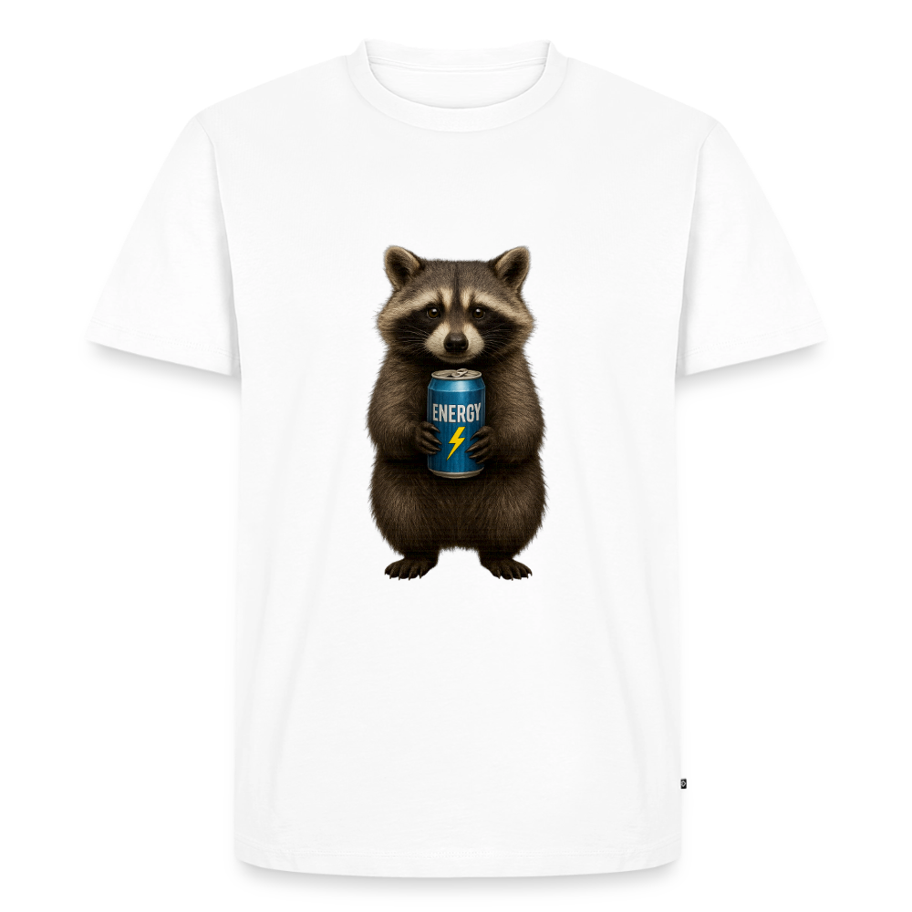 Premium T-Shirt "Energy Waschbär" - Weiß