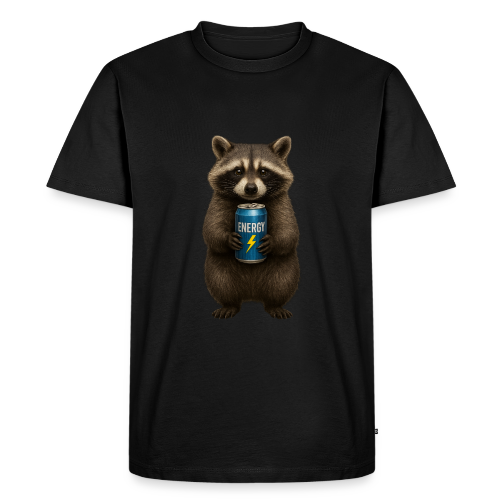 Premium T-Shirt "Energy Waschbär" - Schwarz