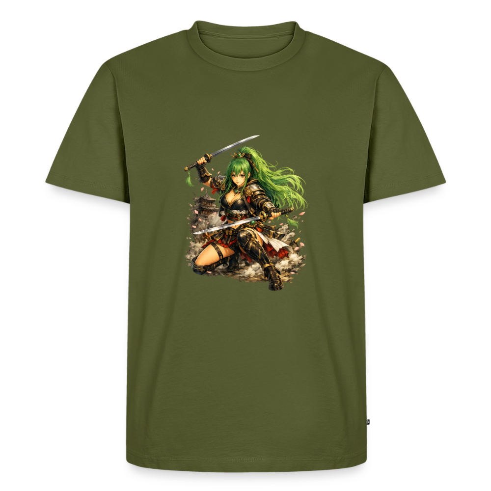 Premium T-Shirt "Anime Green Lady" - Khaki