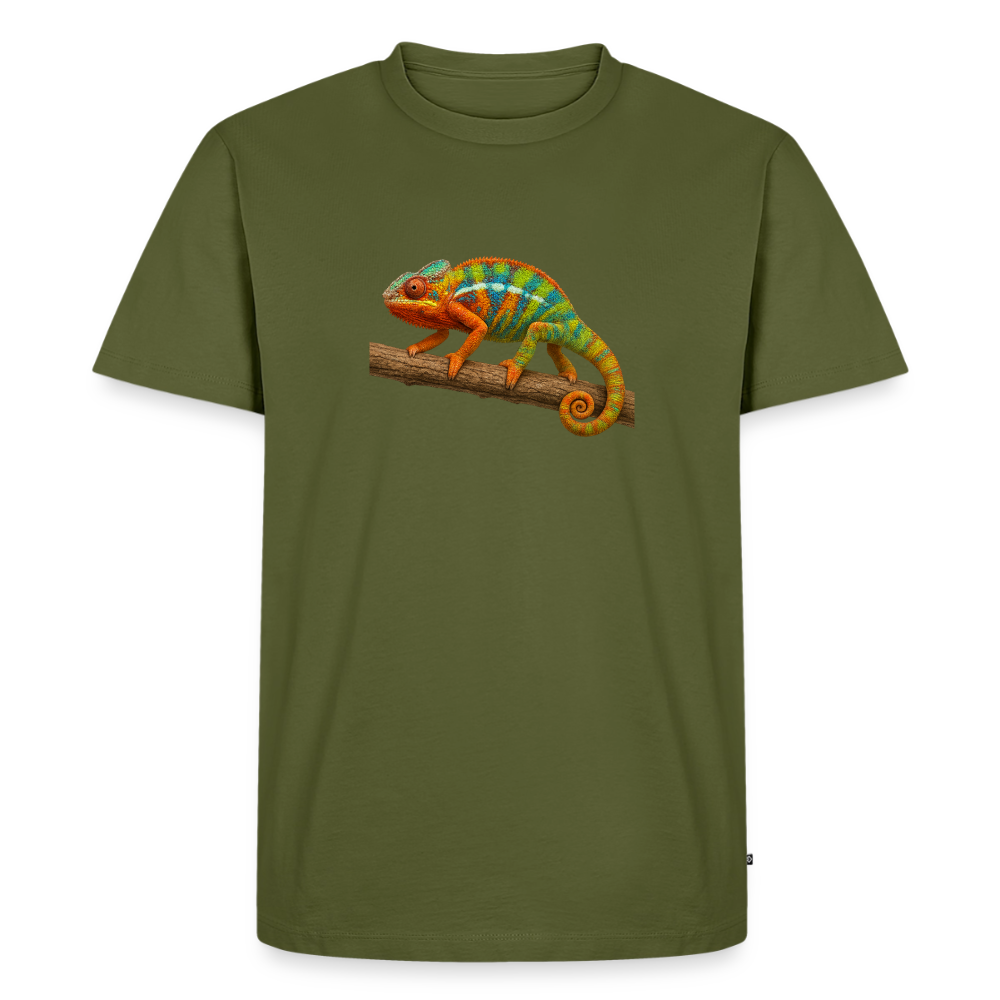 Premium T-Shirt "Cameleon auf Ast" - Khaki