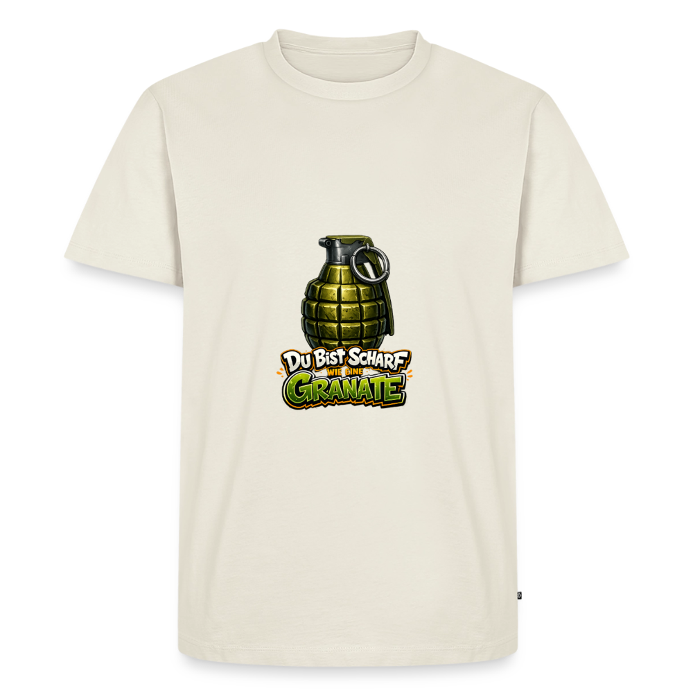 Männer Premium T-Shirt "Scharf wie eine Granate" - Naturweiß