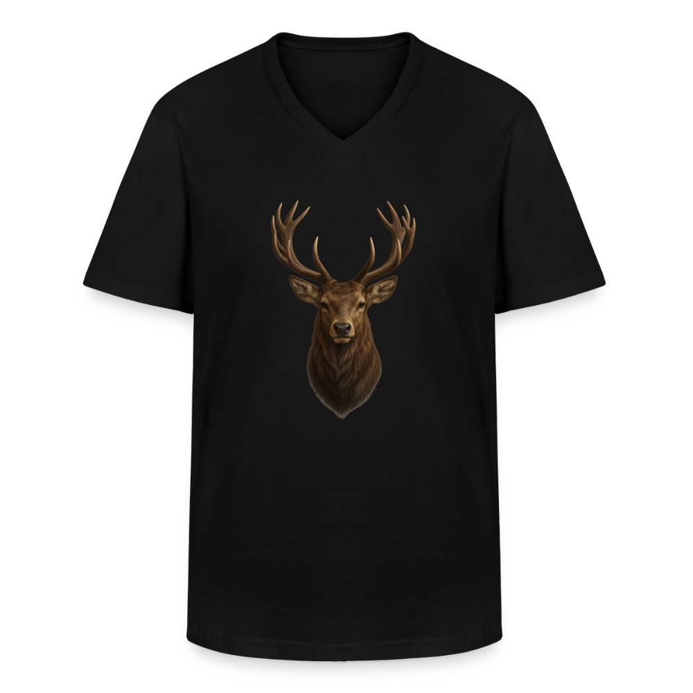 Männer V-Shirt "Hirsch" - Schwarz