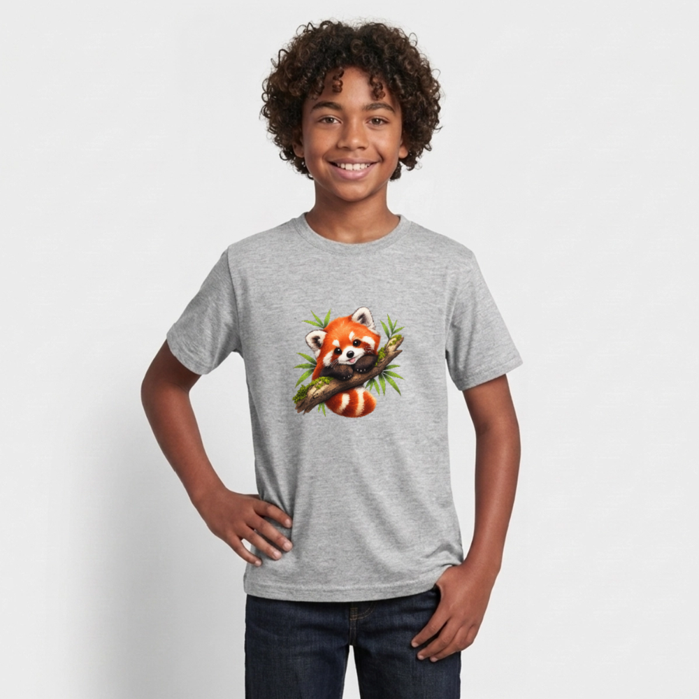 Teenager T-Shirt "Kleiner Panda" - Grau meliert