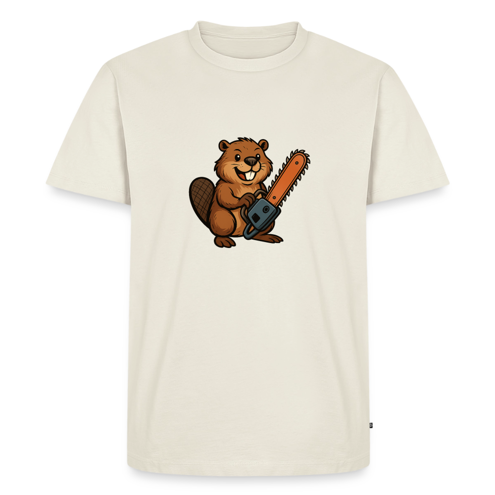 Premium T-Shirt "Bibersäge" - Naturweiß
