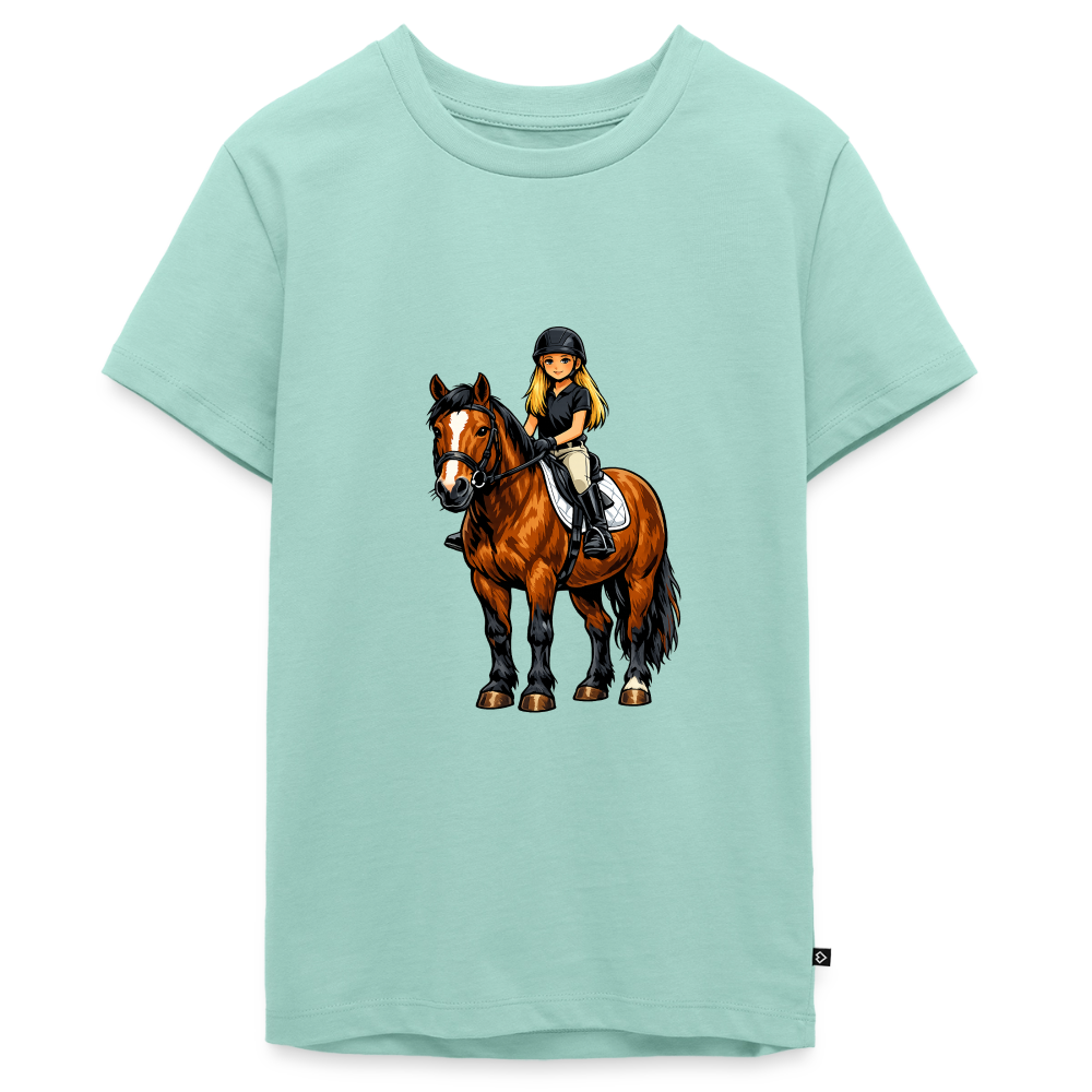 Premium T-Shirt "Mädchen auf Pferd" - Mint 