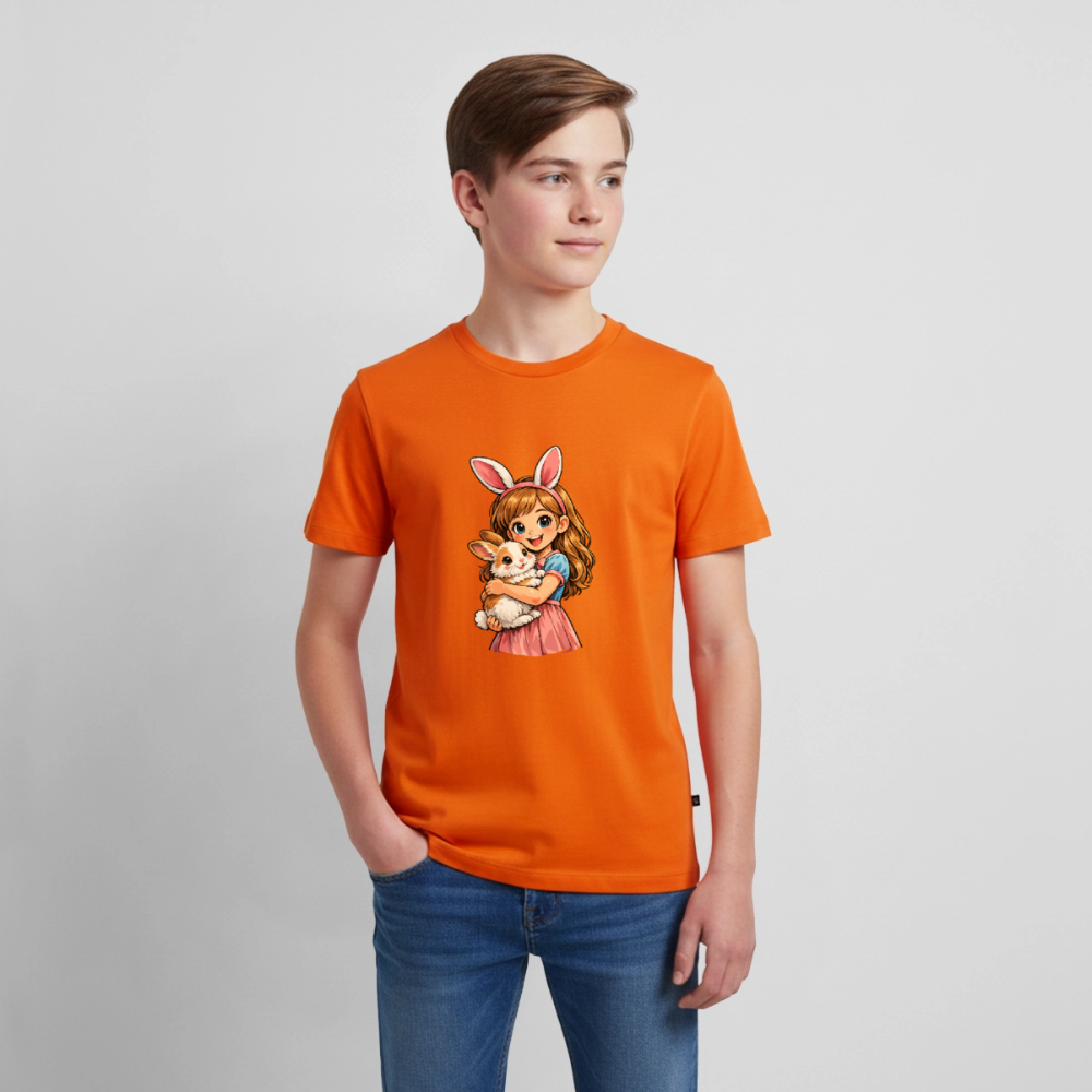 Teenager Premium T-Shirt "Mädchen mit Hase" - Orange 