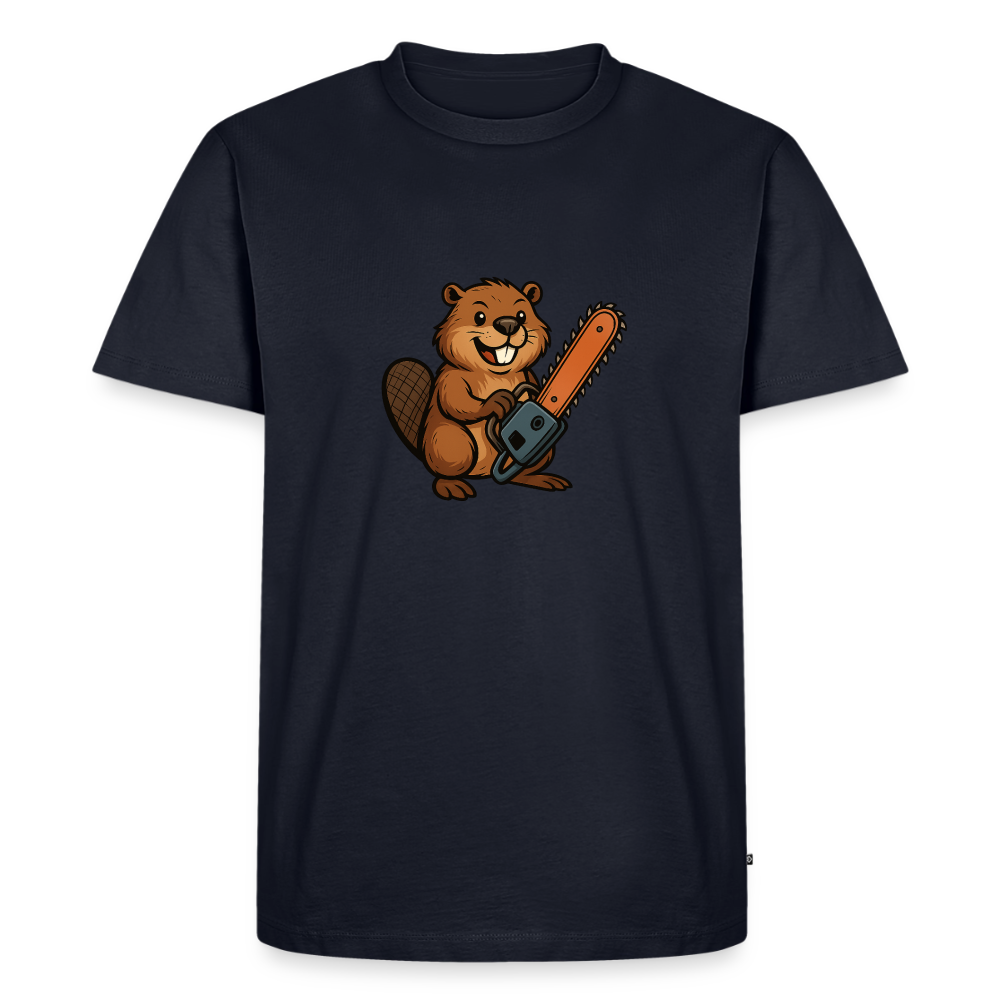 Premium T-Shirt "Bibersäge" - Navy