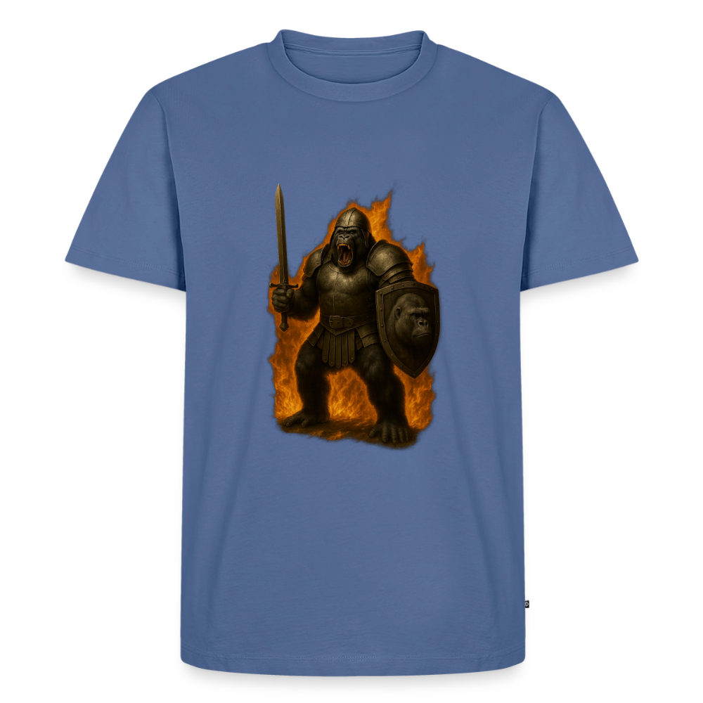 Premium T-Shirt "Gorilla in Flammen" - Taubenblau