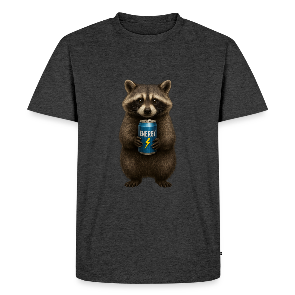 Premium T-Shirt "Energy Waschbär" - Anthrazit meliert