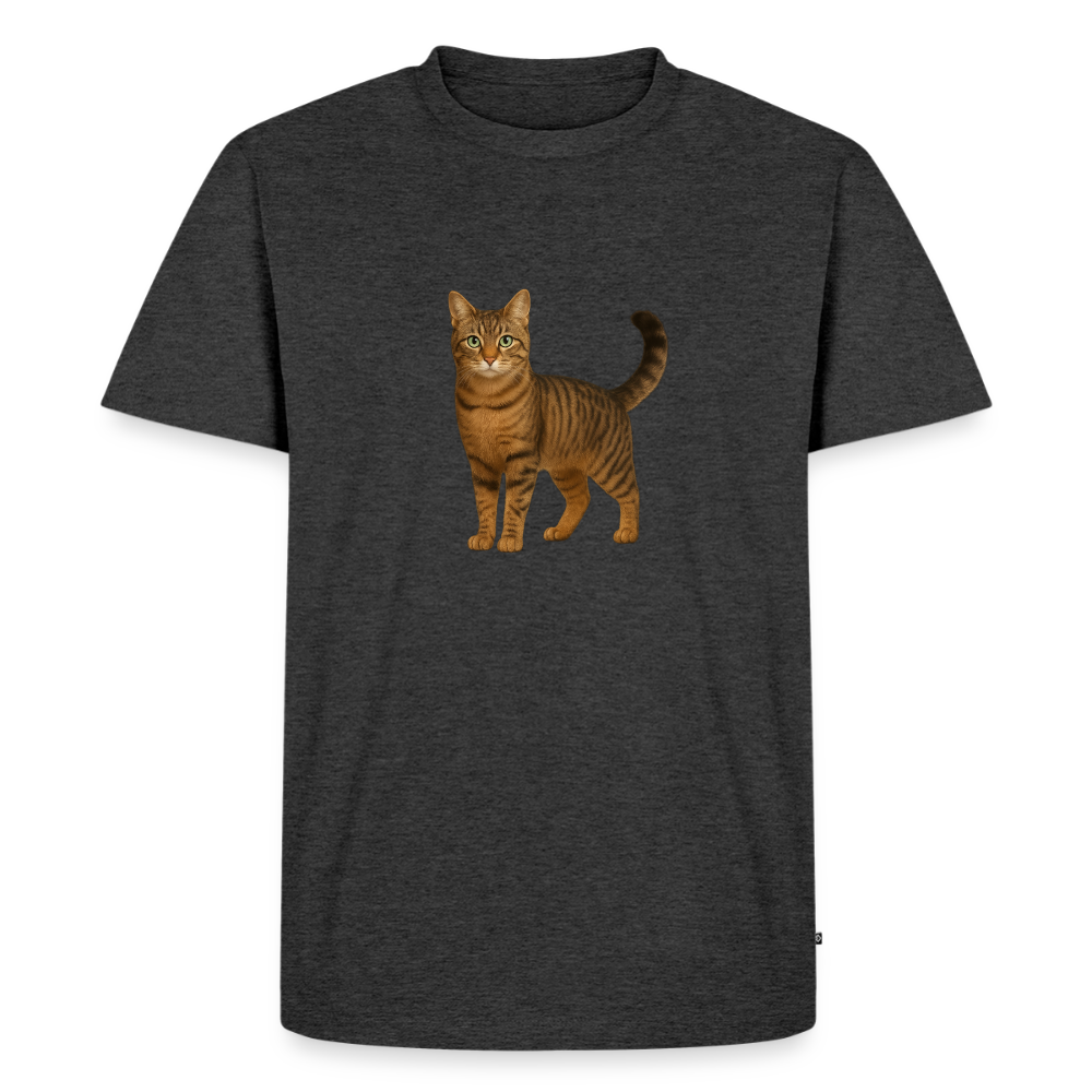 Premium T-Shirt "Katze" - Anthrazit meliert